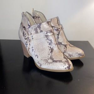 Faux Snake Print Booties